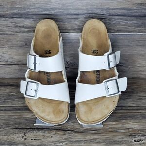 Birkenstock White Arizona Slide Sandal - Women's EU 40 Used Good Condition.